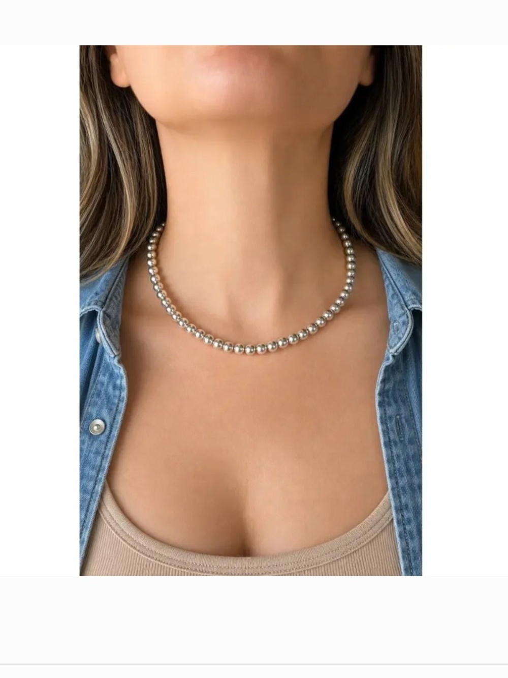 Vintage Sterling Silver Navajo Pearl Style Bead Necklace